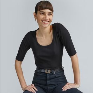 Everlane Pima Micro-Rib Scoop-Neck Tee